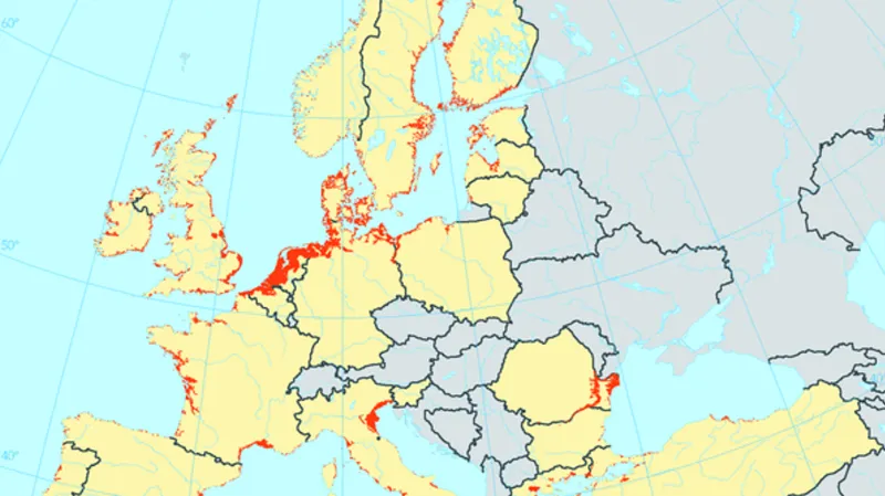 Území položené níže než pět metrů nad mořem