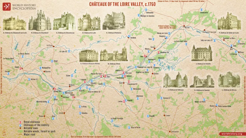 Mapa zámků na Loiře