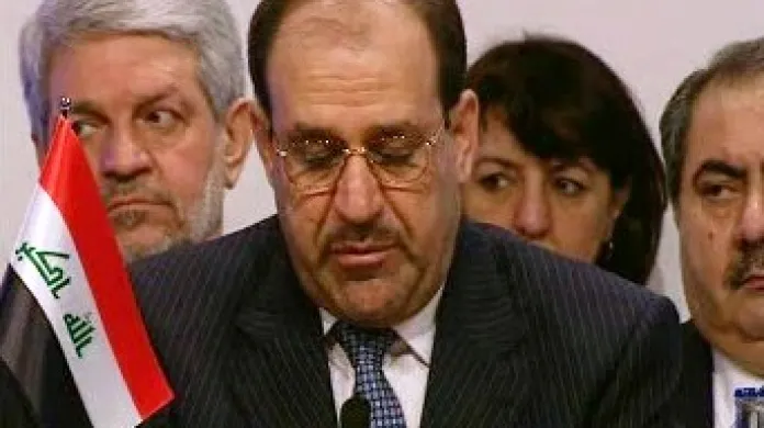 Irácký premiér Núrí Málikí na mezinárodní stockholmské konferenci o Iráku