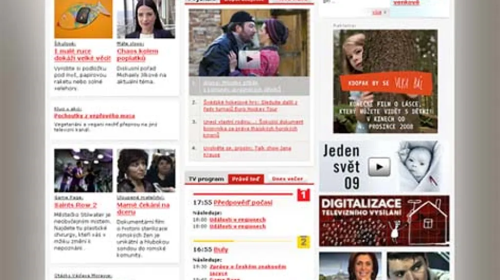 Homepage webu České televize