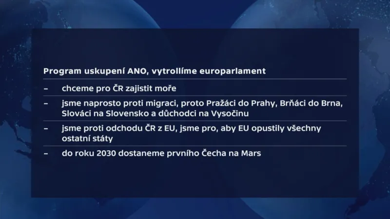 Program hnutí ANO, vytrollíme europarlament