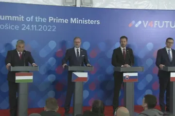 Země V4 se shodly na další podpoře Ukrajiny, řekl Fiala po jednání premiérů v Košicích