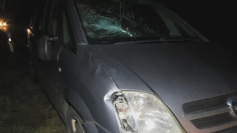 Nabourané auto po nehodě s chodcem