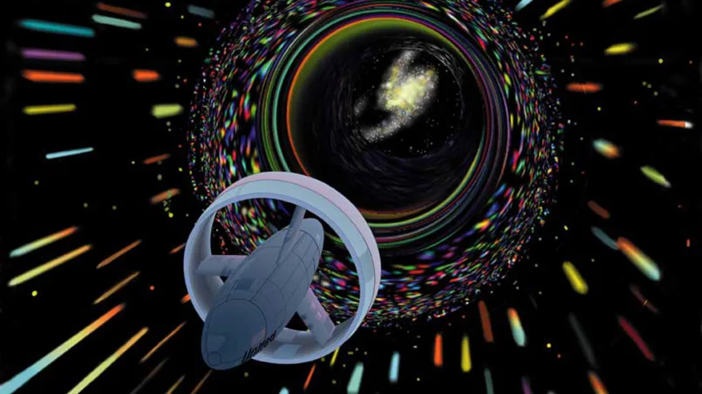 Představa NASA o cestě červí dírou