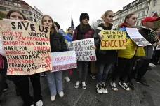 Na Václavském náměstí v Praze se sešli lidé na podporu Ukrajiny
