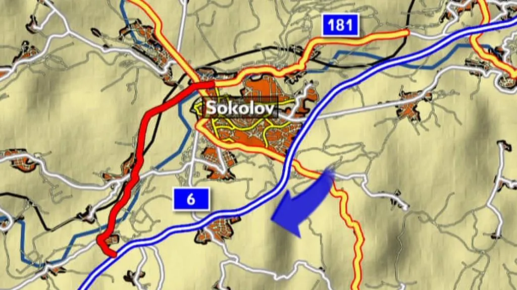 Objížďka R6 přes Sokolov