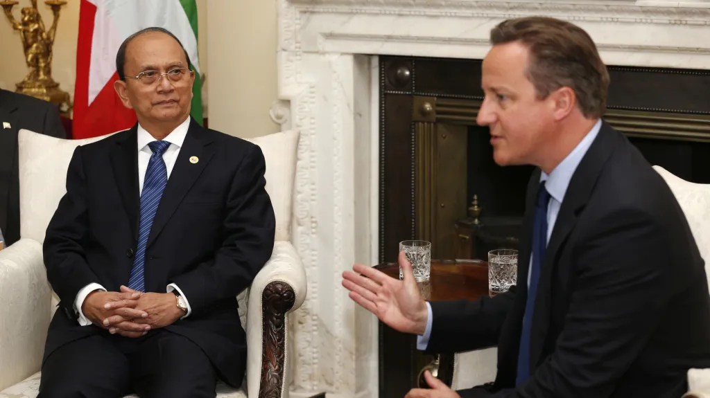 Barmský prezident Thein Sein u britského premiéra Davida Camerona