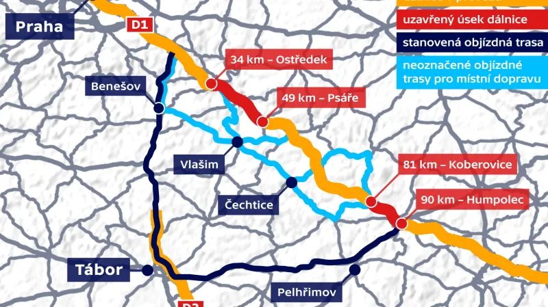 Úplná uzavírka dálnice D1