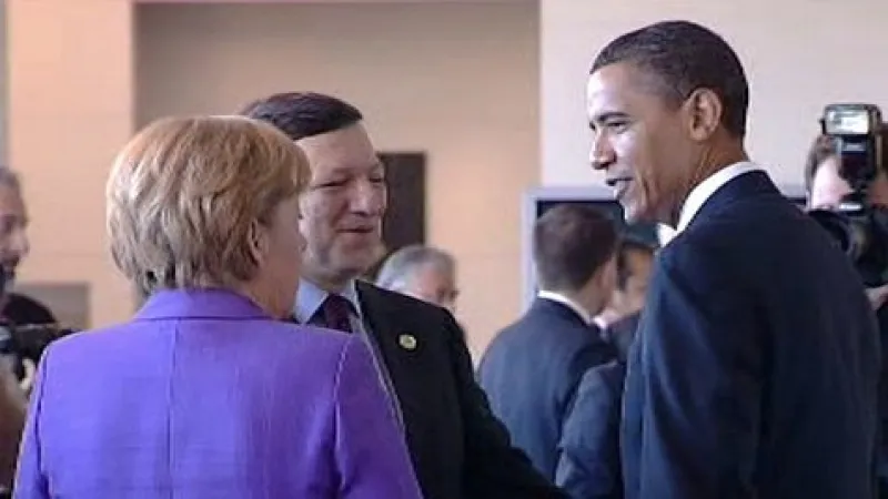 Angela Merkelová, José Manuel Barroso a Barack Obama