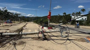 Následky tajfunu Kalmaegi ve vietnamském Dac Laku (snímek ze 7. listopadu 2025)