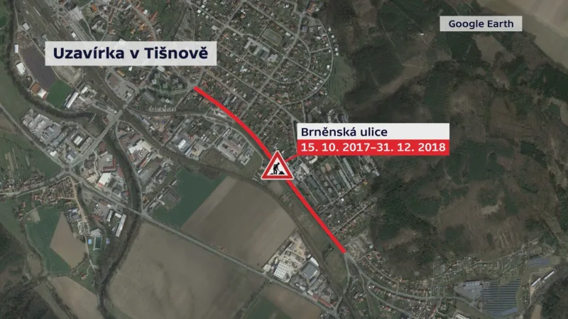 Uzavírka v Tišnově