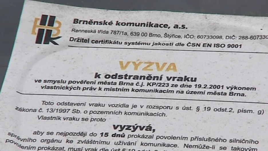 Výzva k odstranění vraku