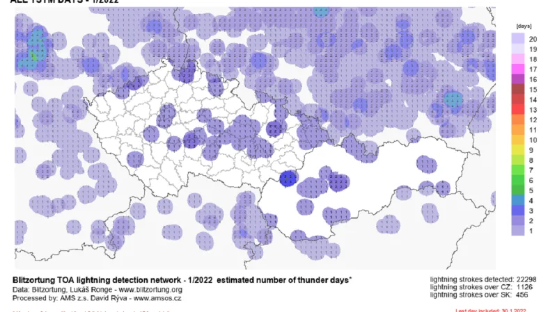 Letos v lednu jsme na několika místech zaznamenali už dva dny s bouřkou