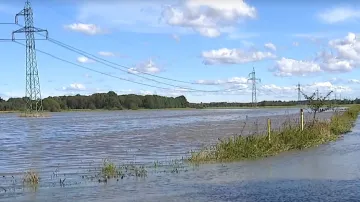 Zaplavené pozemky u Dolní Lutyně