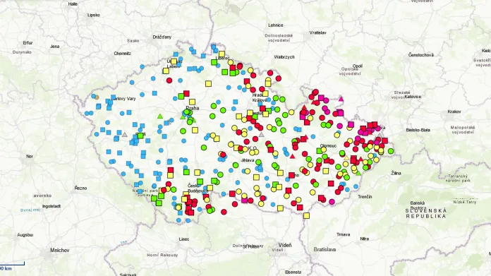 Stav povrchové vody v neděli 15. 9., údaj k 10:00