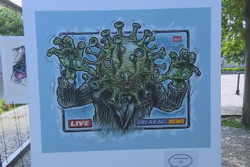 Světoví vládci, koronavirus nebo migrace. V Bratislavě vystavují karikatury o aktuálním dění