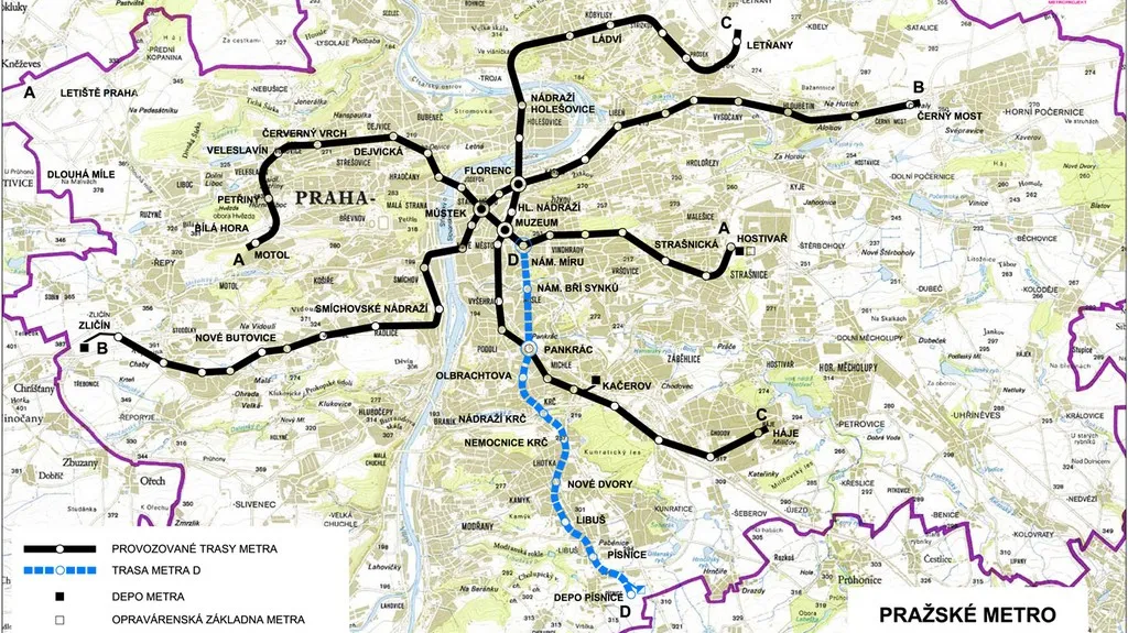 Vedení trasy metra D – koncepce řešení DÚR 12/2011