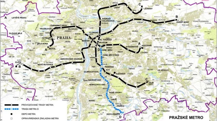 Vedení trasy metra D – koncepce řešení DÚR 12/2011