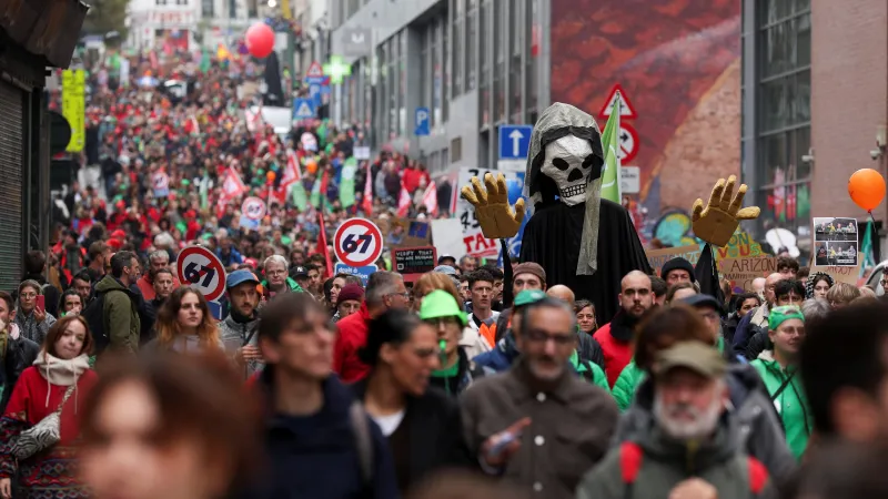 Celostátní stávka v belgickém Bruselu