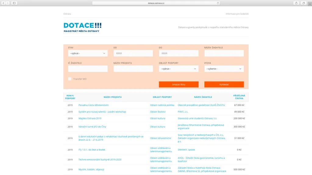 Web dotace Ostrava