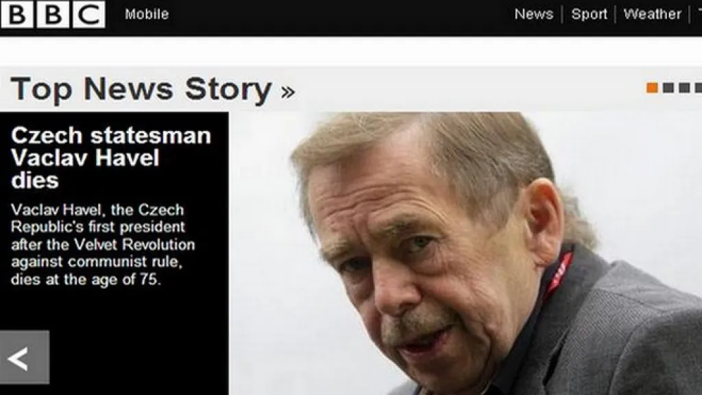 BBC informuje o smrti Václava Havla