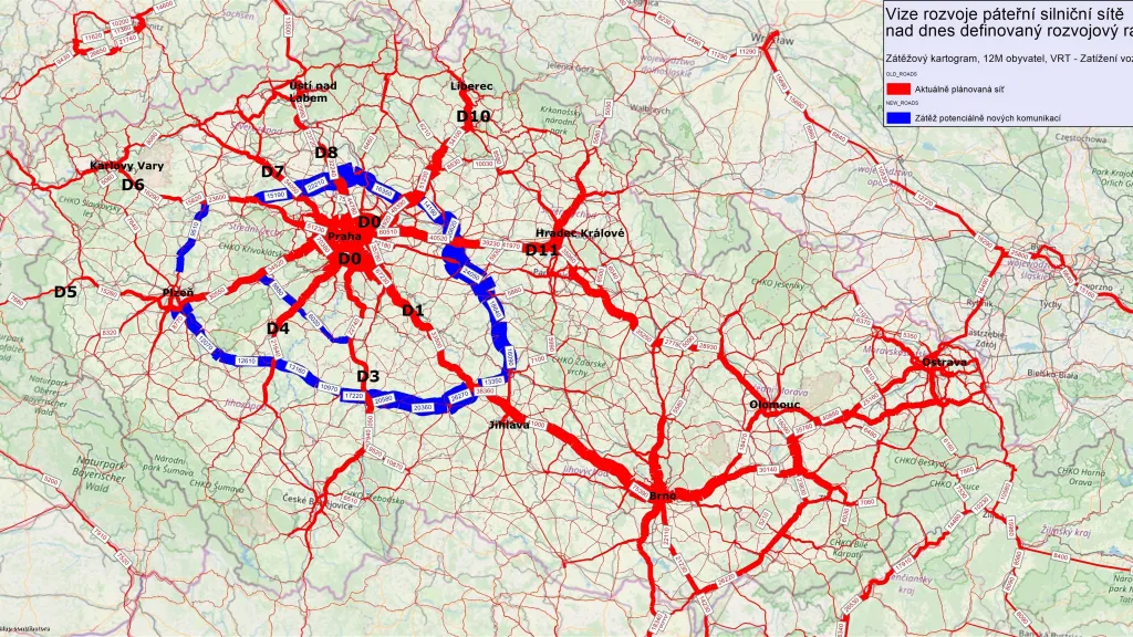 Vize rozvoje dálnic - Zátěžový kartogram