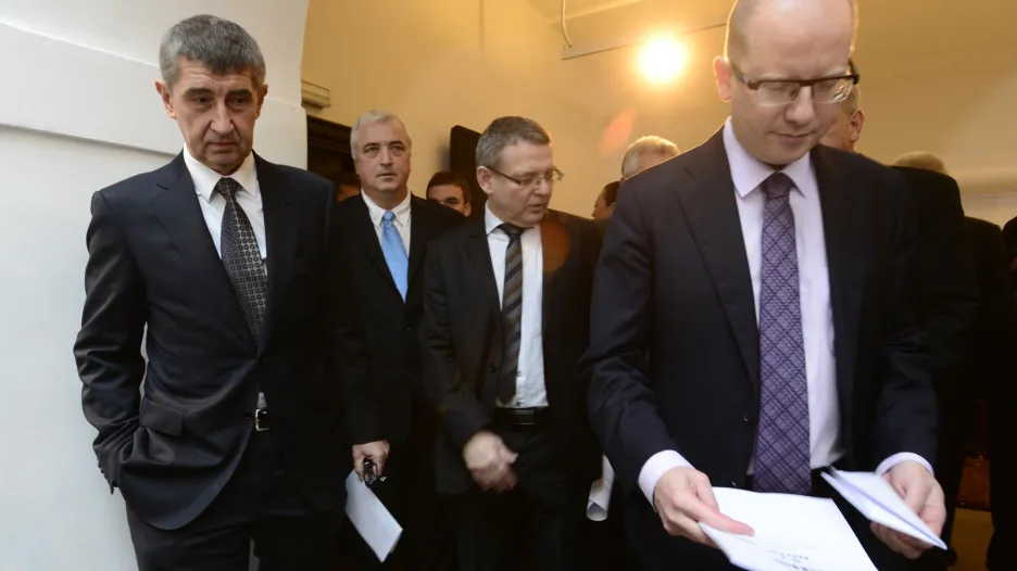 Bohuslav Sobotka, Andrej Babiš a zástupci vládní koalice