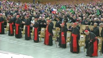 Noví kardinálové při audienci u papeže