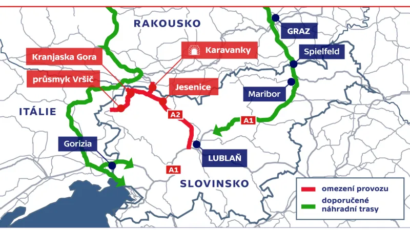 Omezení na cestě k Jadranu v sobotu 30. července
