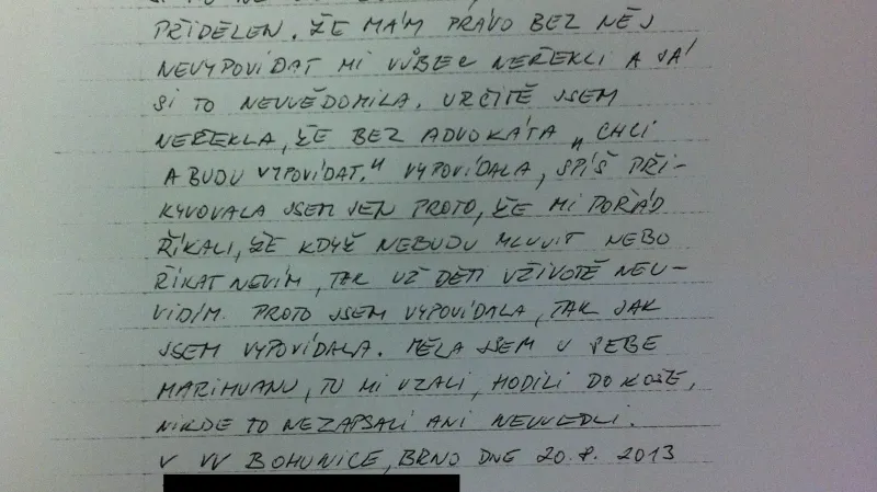 Prohlášení ženy obviněné z vraždy tří novorozenců