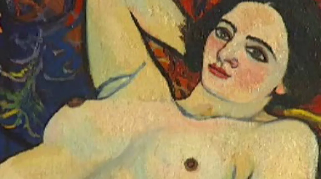 Suzanne Valadonová: Akt na červeném sofa, 1920 (detail)