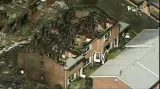 Ruiny domů po pádu stíhačky v americké Virginii