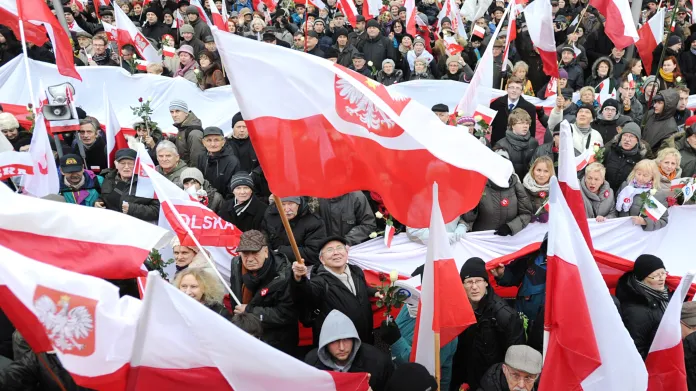 Demonstrace v centru Varšavy