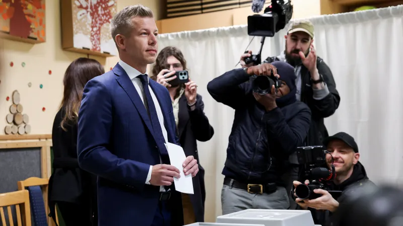 Lídr strany Tisza Péter Magyar při volbách