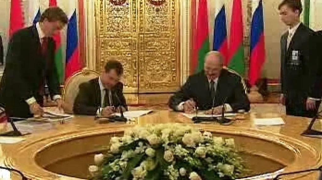 Dmitrij Medveděv a Alexandr Lukašenko