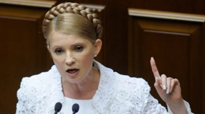 Premiérka Julija Tymošenková před hlasováním o důvěře vládě.