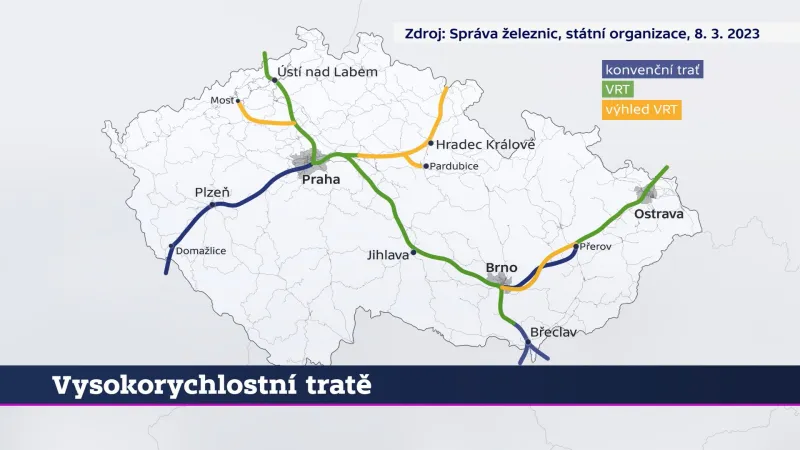 Mapa vysokorychlostních tratí