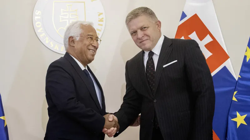 Slovenský premiér Robert Fico a předseda Evropské rady António Costa, 11. 9. 2025