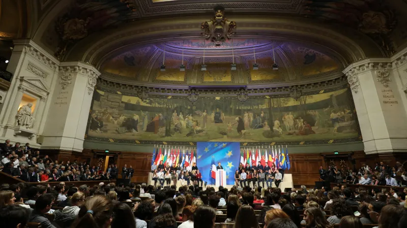 Macron vystoupil na půdě Sorbony