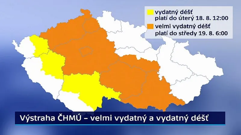 Výstraha na vydatné deště