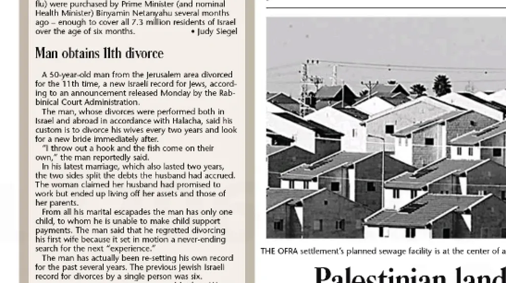 The Jerusalem Post o rozvodovém rekordmanovi
