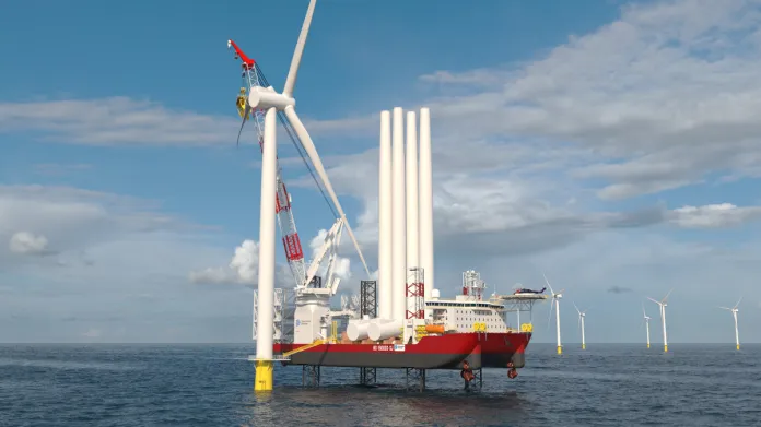 Charybda instalující turbínu na moři – vizualizace