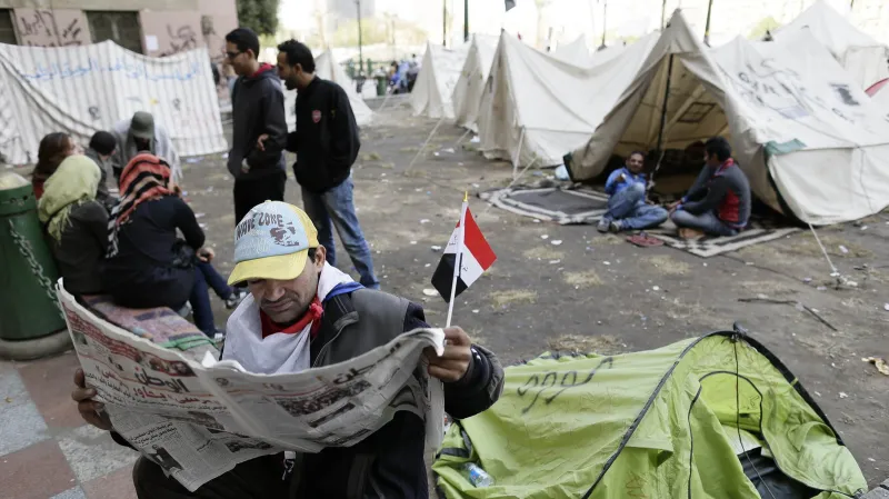 Protestující na náměstí Tahrír