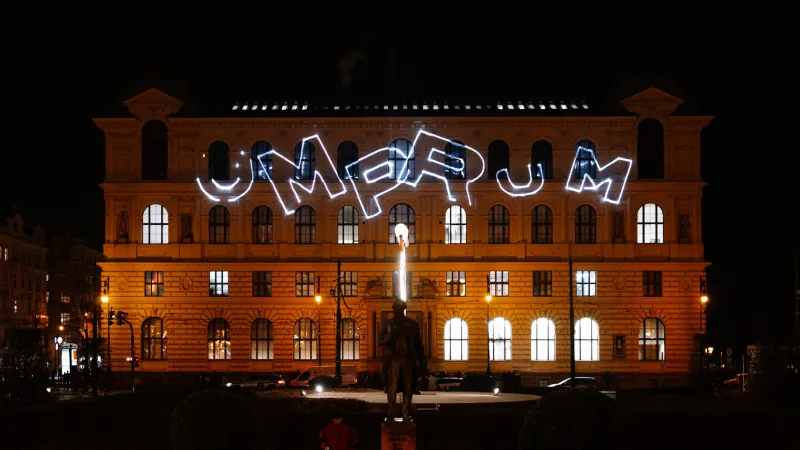 Videomapping na budově UMPRUM