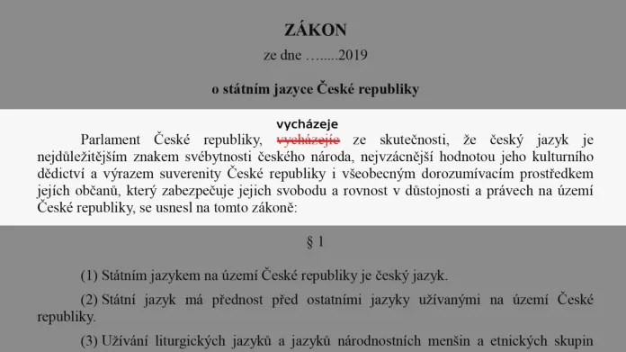 Chyba v návrhu zákona o češtině jako státním jazyce