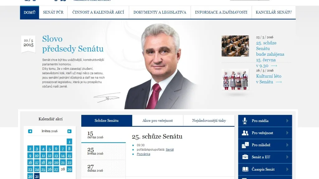 Internetové stránky Senátu