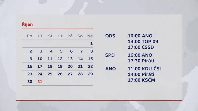 Plán povolebního vyjednávání na 31. října