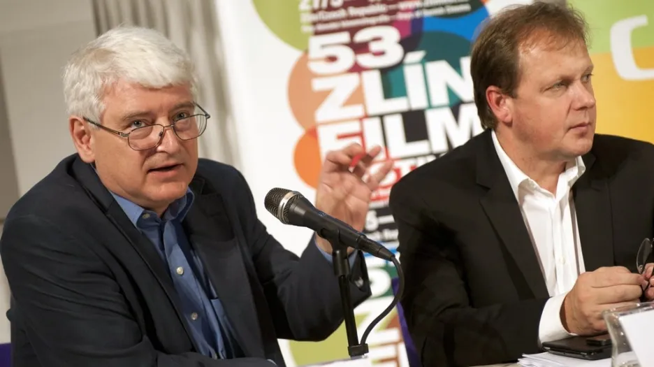 Výkonný ředitel ČT :D Petr Koliha a generální ředitel ČT Petr Dvořák na semináři o Déčku na Zlín Film Festivalu