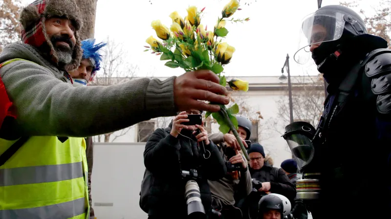 Protest žlutých vest v Paříži
