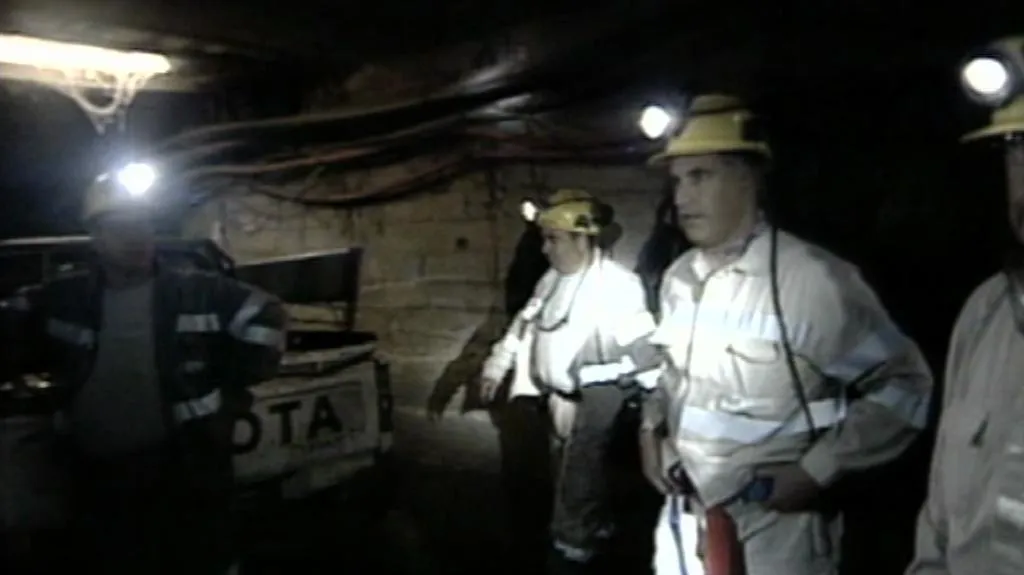 Italští horníci blokující důl na Sardinii